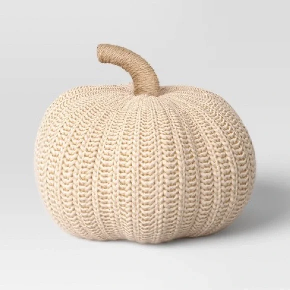 Knit Pumpkin with Jute Stem Novelty Throw Pillow - Threshold - Picture 1 of 4